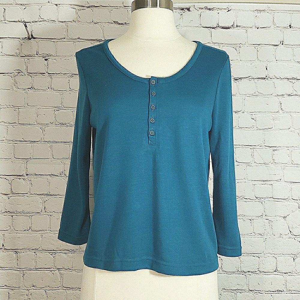 JACK Henley 3/4 Sleeve Top… Teal Size S